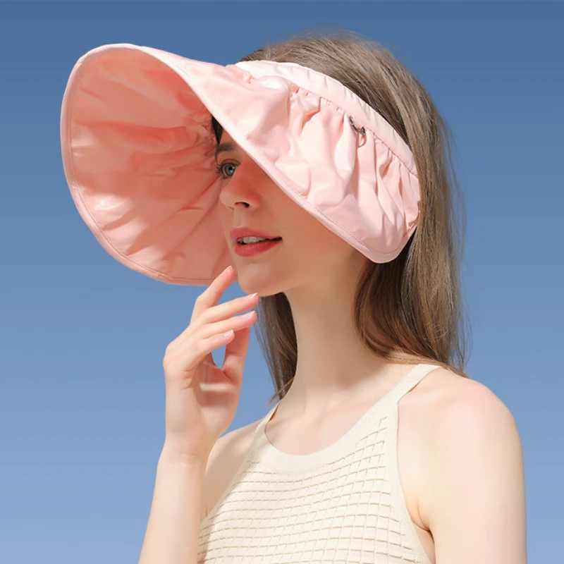 

2022 Summer Sunscreen Women's Hats Outdoor Sports Big Brim Anti-ultraviolet Empty Top Hat Wild Shell Cap Beach Hat