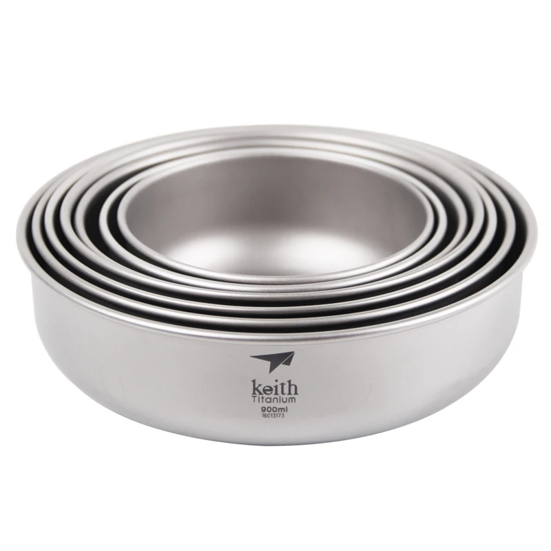 

Набор для приготовления пищи Keith, титановые миски, столовая посуда для кемпинга 300 мл-900 мл, для походов на открытом воздухе, путешествий, искусственный рисовый суп, салат, 7 шт./набор