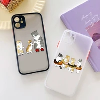 cat cute cartoon phone case matte transparent for iphone 7 8 11 12 13 plus mini x xs xr pro max cover