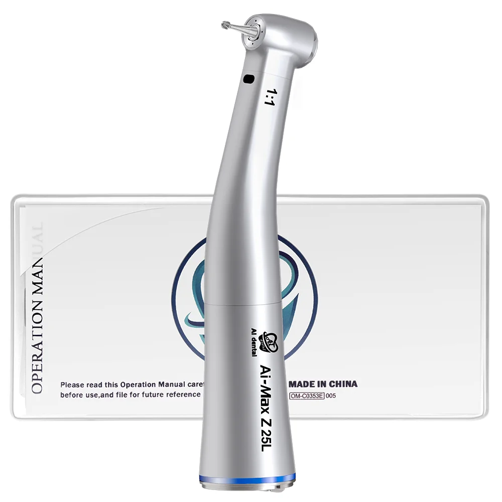 

AI-Z25L Low Speed Hand Piece 1:1 Direct Drive Contra Angle Handpiece CA Burs Quattro Water Spray Handpiece Stainless Steel Body