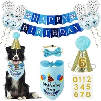 popular pet pull flag pet saliva towel pet bib pet birthday hat pet party decoration set