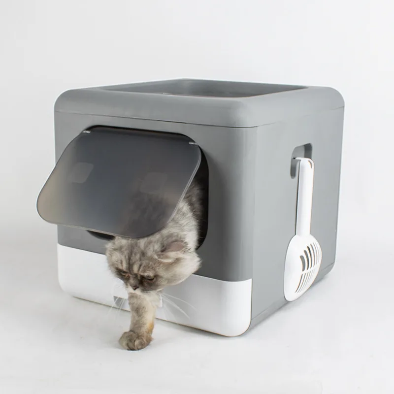 

Pet Bedpan Large Closed Sandbox Cat Toilet Foldable Anti Splash Bedpans Enclosed Cat Litter Box Fully Cat Supplies Spoon Clean