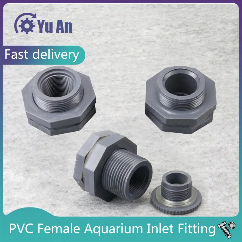 

Fish Tank Bulkhead Pipe Joints Pvc Fmale Thread Aquarium Water Inlet Outlet Connector Water Tank Drainage 1 Pcs