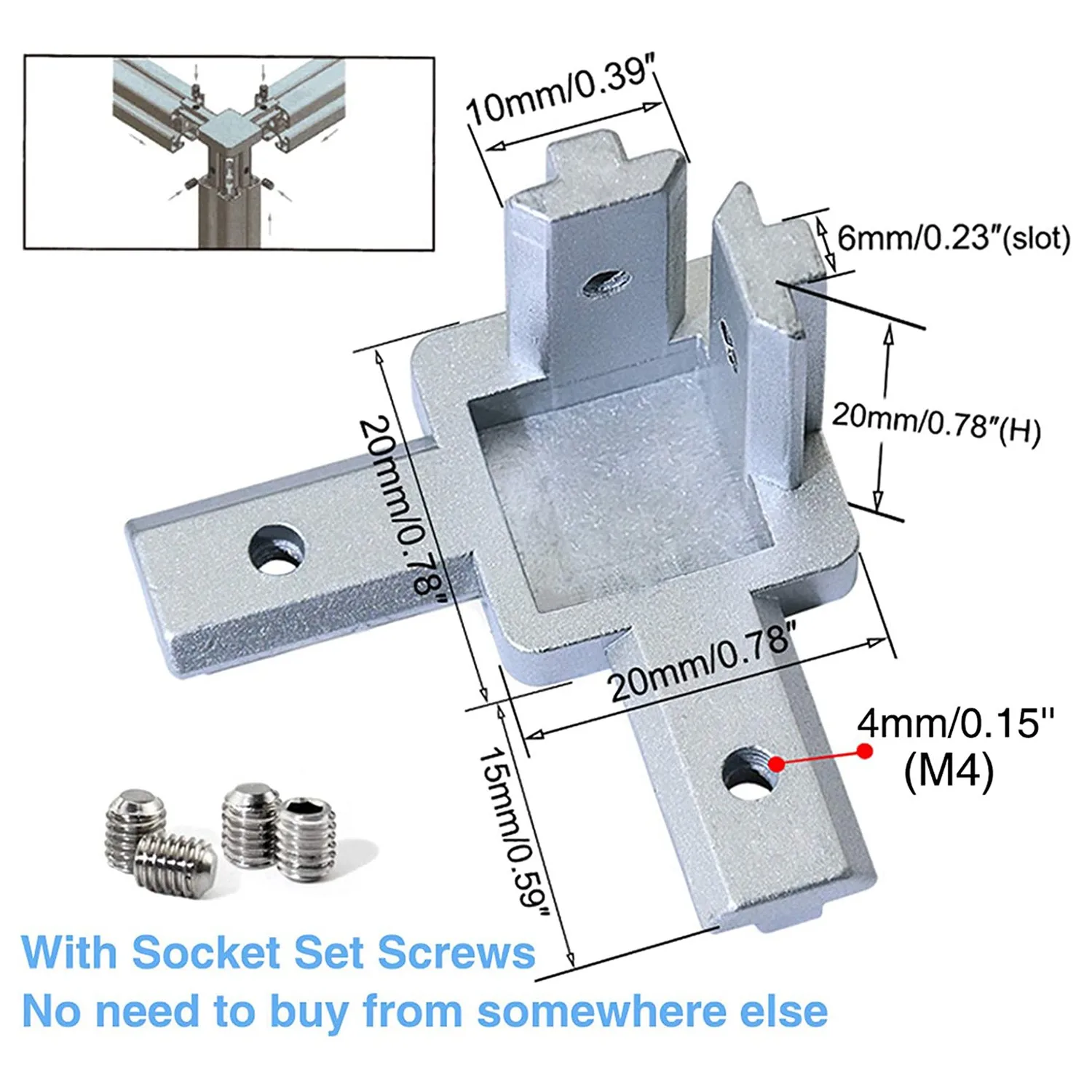 4 шт. 3-контактный концевой угловой кронштейн серии 2020 разъем для европейского