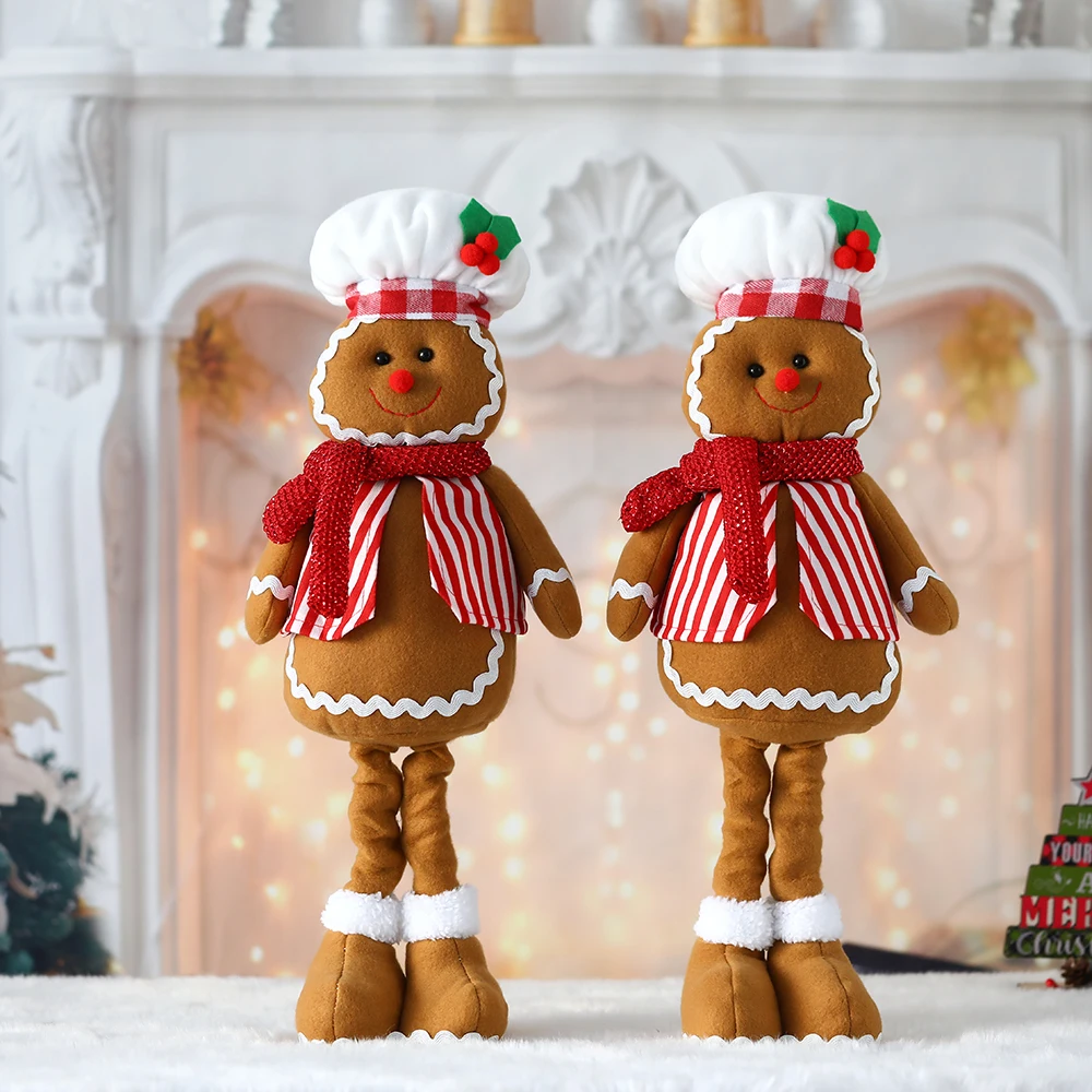 

1pc Christmas Retractable Doll Gingerbread Man Elf Doll Christmas Home Party Decorations Kids Gifts Noel Navidad New Year 2024