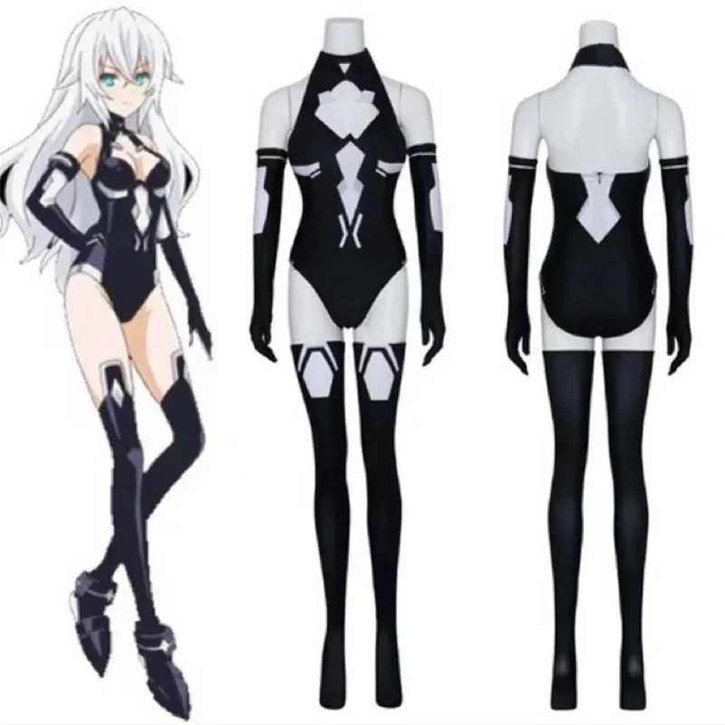 

Hyperdimension Neptunia Noire Black Heart Cosplay Costume with Gloves Stocking Sexy Jumpsuit Women Halloween Bodysuit