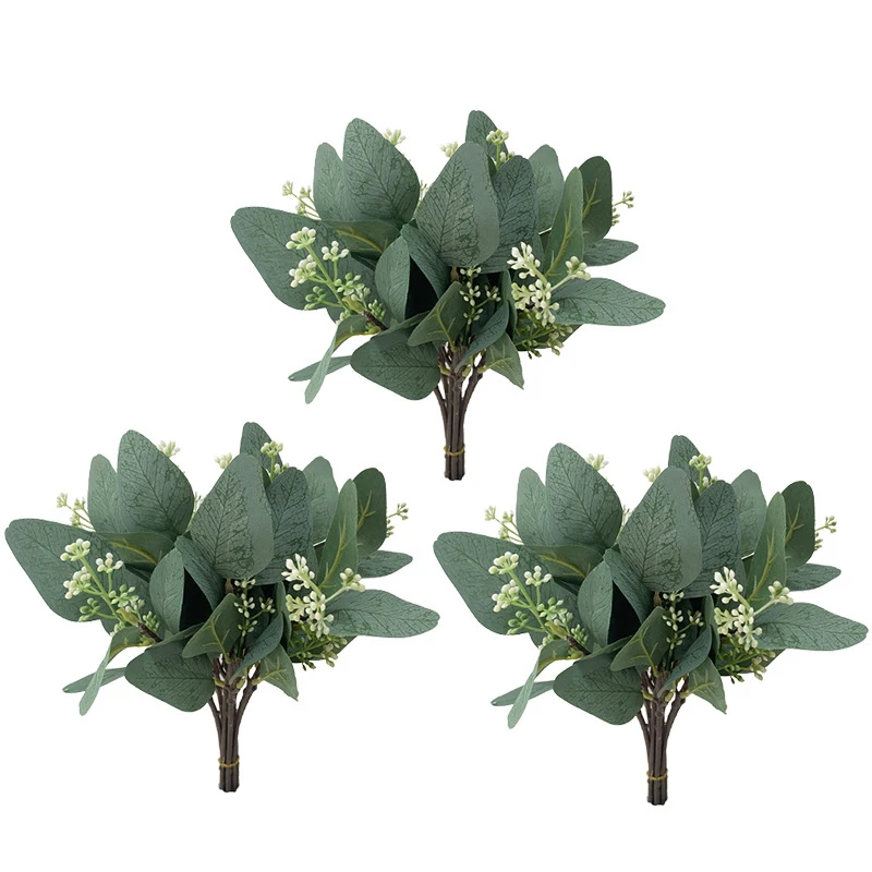 

5pcs Artificial Eucalyptus Leaves Stems Picks Fake Silver Dollar Branches Greenery Plants for Wedding Garland Home Decoration