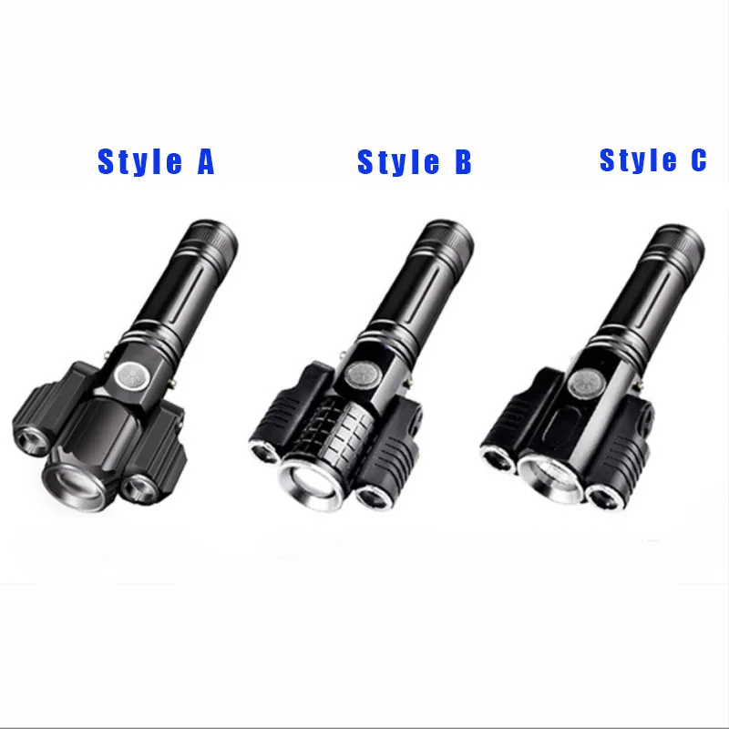 Strong Light Flashlight with 2 Rotating Auxiliary Lights Adjustable Focus Multi-function Flashlights for Fishing Hiking Camping | Освещение