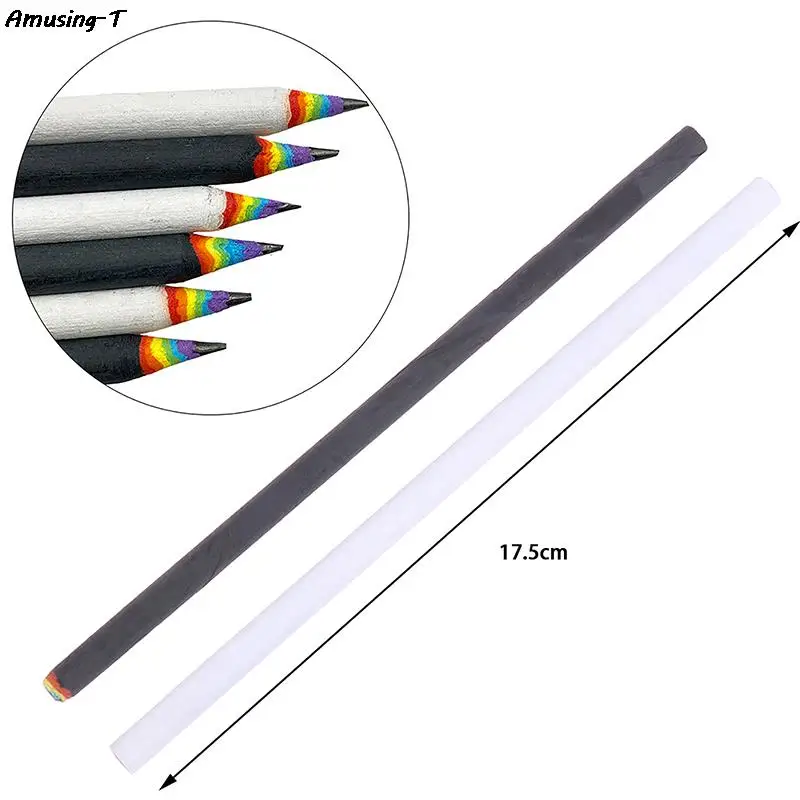 

1pc Creative School Office Stationery Small Gift Environmentally Friendly Paper Pencil Rainbow 2B Black Lead Drawing Supplies