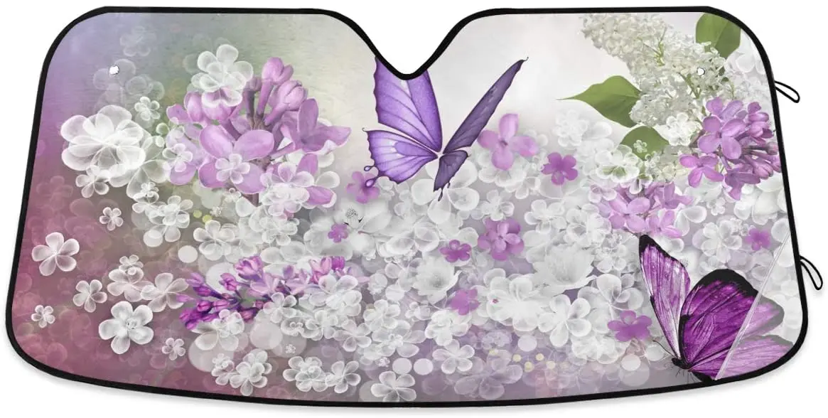 

Senya солнцезащитный козырек для лобового стекла автомобиля, бабочки, цветы, фиолетовый узор, блоки, защита от солнца, складной солнцезащитный...