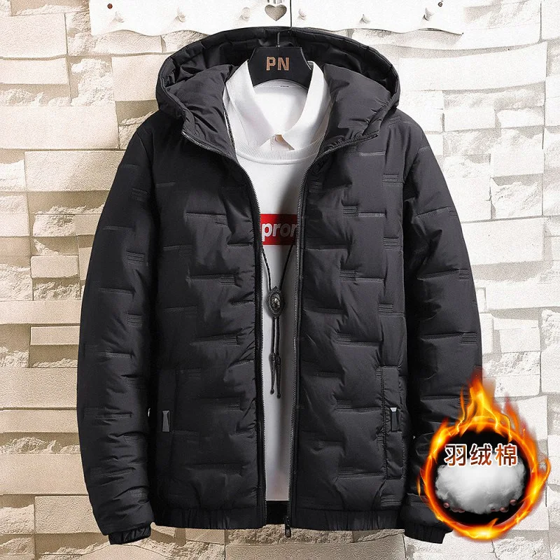Men Winter 2022 New Thickened Tide Brand Cotton-padded Jacket Youth Winter Coat Hooded Down Cotton Jacket Men