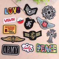 100pcslot luxury embroidery patch letter wings army lucky cloud cross shirt bag clothing decoration accessory badge appliques
