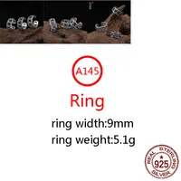 A145 S925 sterling silver ring cross hexagram anchor hollow shape open couple hip-hop punk style trendy style