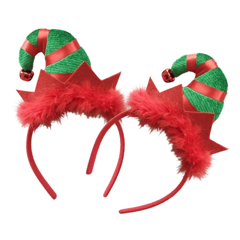

Головной убор Elf, повязка на голову, обруч для волос с колокольчиком и перьями, милый эластичный реквизит для рождественских фотографий, товары для творческого праздника и вечеринки