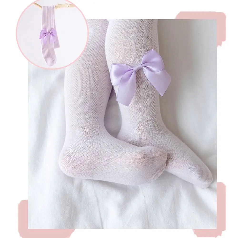

0-8Y Summer Girls Pantyhose Soft Breathable Mesh Bow Tie Decor Tights Stockings Princess Babys Kids Anti-mosquito Leggings