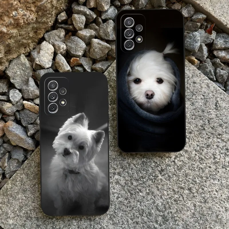 

West Highland Terrier Westie Phone Case For Sumsung S23 S22 S21 Plus Ultra A13 A23 A33 A53 A52 A51 A22 A30 A32 A50 Black Cover