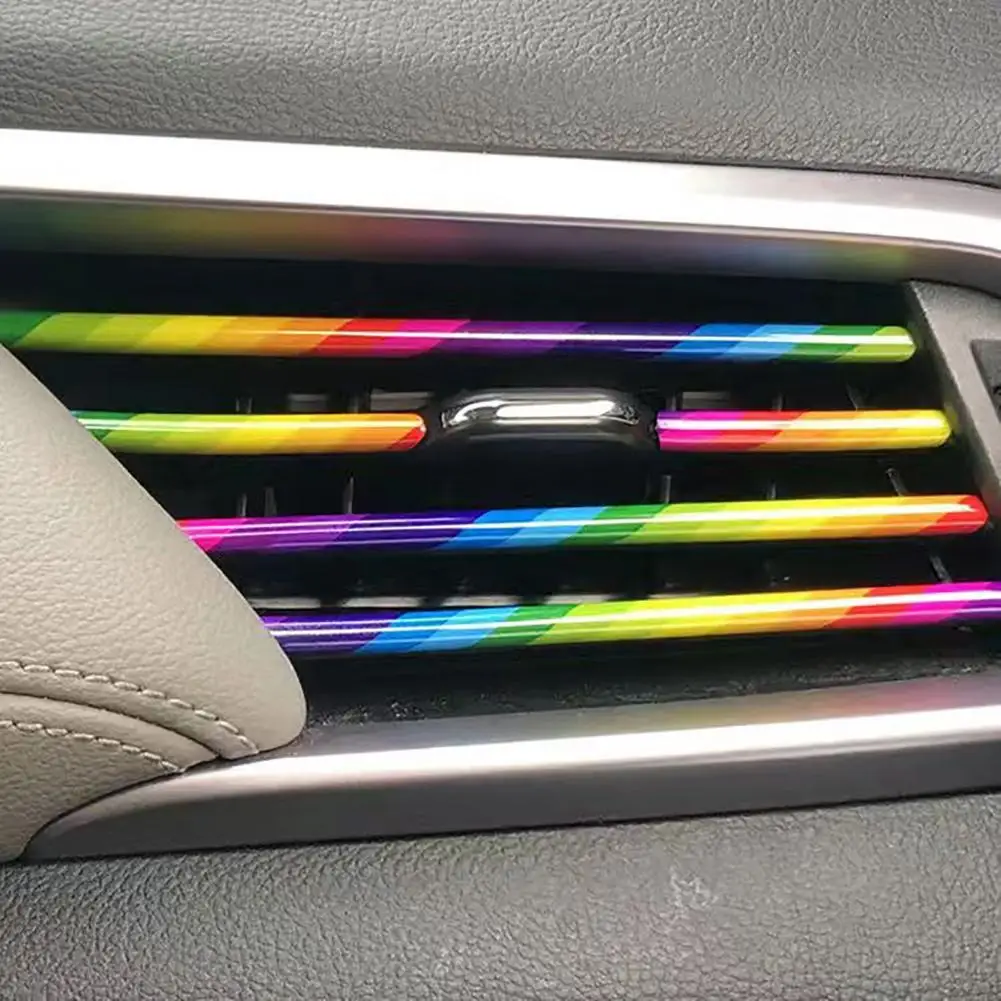 

10Pcs Air Outlet Decor Strips Universal Automatic Clamping PVC U Shaped Car Interior Modeling Air Outlet Decor Strips For MPV
