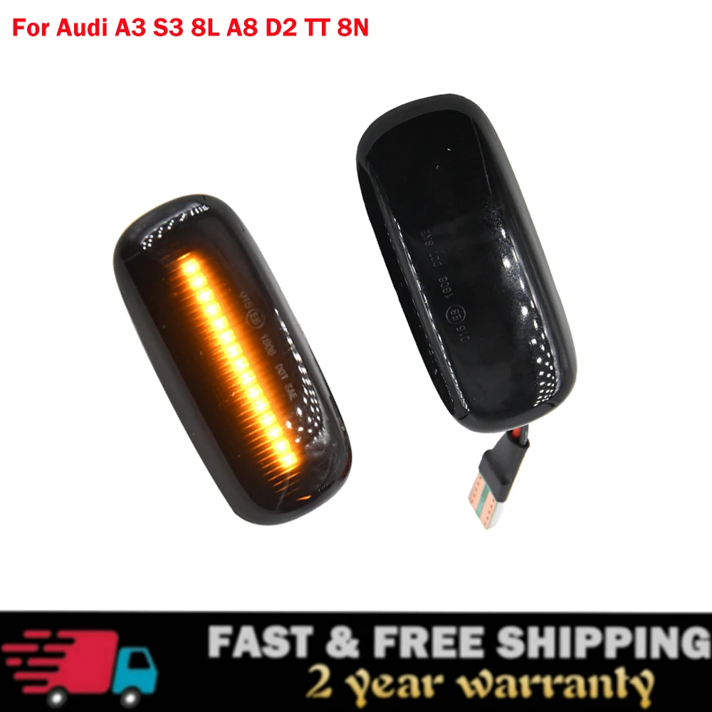 

2 шт., светодиодный динамический боковой указатель поворота для Audi A3 S3 8L 2000-2003 A8 D2 1999-2002 TT 8N 2000-2006