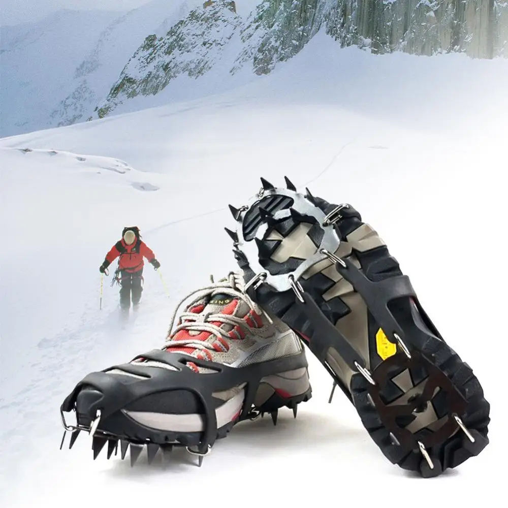 

1 Pair 18 Teeth Anti-Slip Ice Snow Grips Shoe Boot Traction Cleat Spikes Crampon Climbing Snow Spikes Crampons Cleats Grips