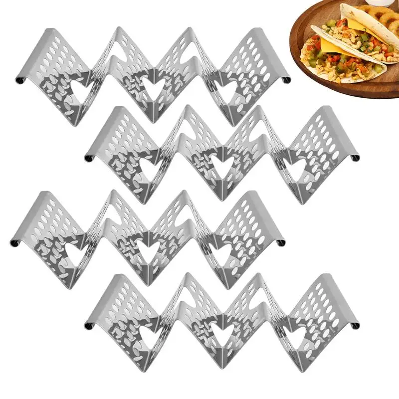 

Stainless Steel Taco Rack Food Grade Stainless Steel Tortilla Stand Set Of 4 W-Shaped Taco Tray Holders Each Hold Up To 3