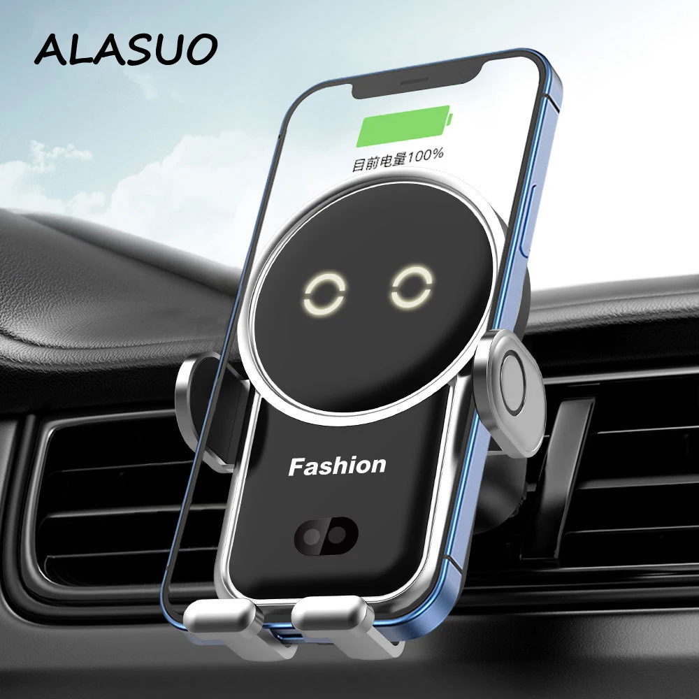 

Wireless Car Charger 15W Qi Fast Charging Auto Clamping LED Mobile Phone Mount Holder Air Vent Dashboard For iPhone Samsung New