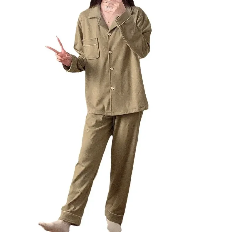 2024 Autumn Winter New Style Velvet Soft Fit Jacquard Sleepwear Women's Warm Home Clothes Wholesale Supplies Cozy Pajamas Set