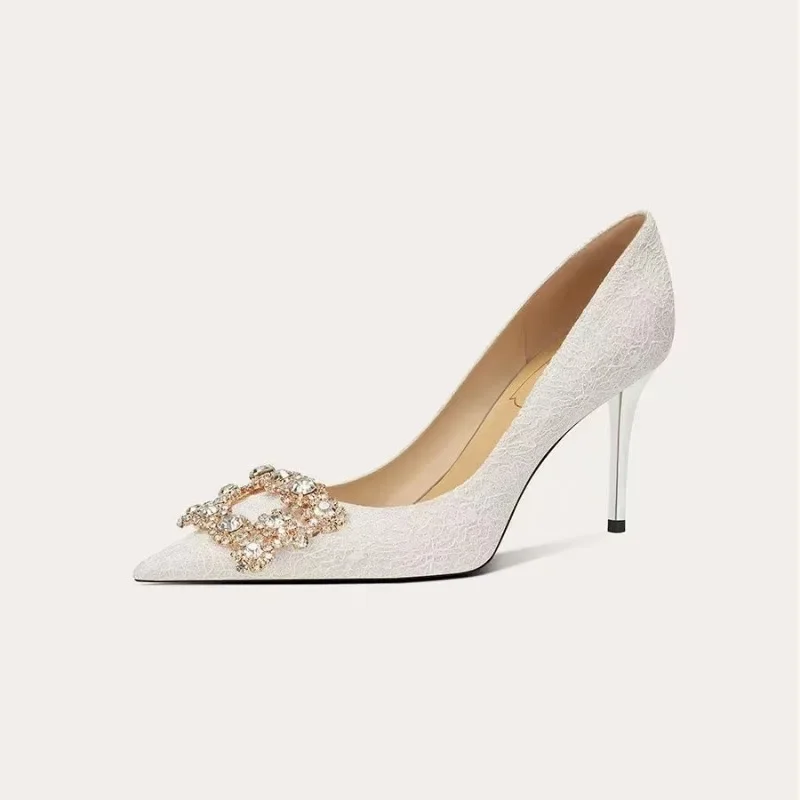 Новые удобные туфли с острым носком разноцветные женские на шпильке-шпильке в