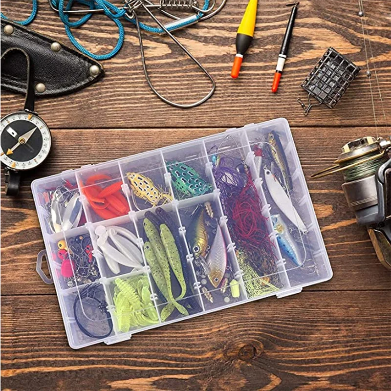 5//10/15 Grids Clear Plastic Storage Jewelry Box Compartment Container for Beads Crafts Fishing Tackles Earring Case - купить по