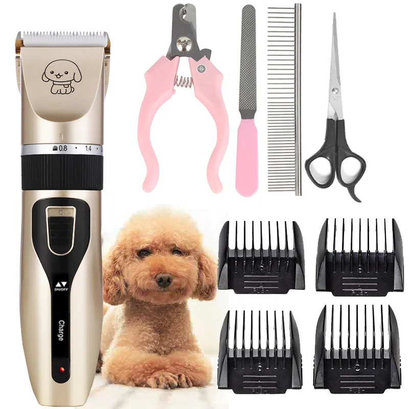 

New Cat Dog Hair Clipper Grooming Kit Rechargeable Pet Hair Trimmer Shaver Set Animals Hair Cutting Machine Low-Noise