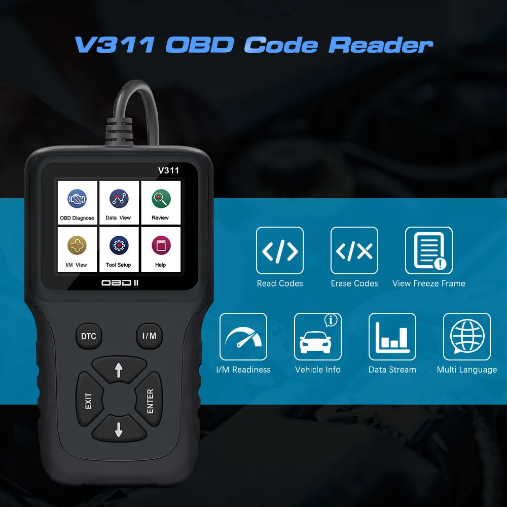 

V311 OBD2 сканер считыватель кодов неисправностей автомобиля ручной автомобильный OBD диагностический инструмент OBD2/EOBD с одним кликом DTC инстру...