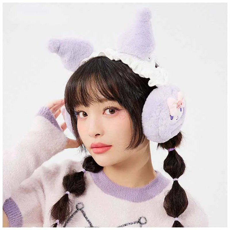 

Sanrioed Anime Figure Cartoon Kuromi Winter Keep Warm Soft Plush Ear Muff Cute Kawaii Earmuffs Girl Earflaps Birthday Gift