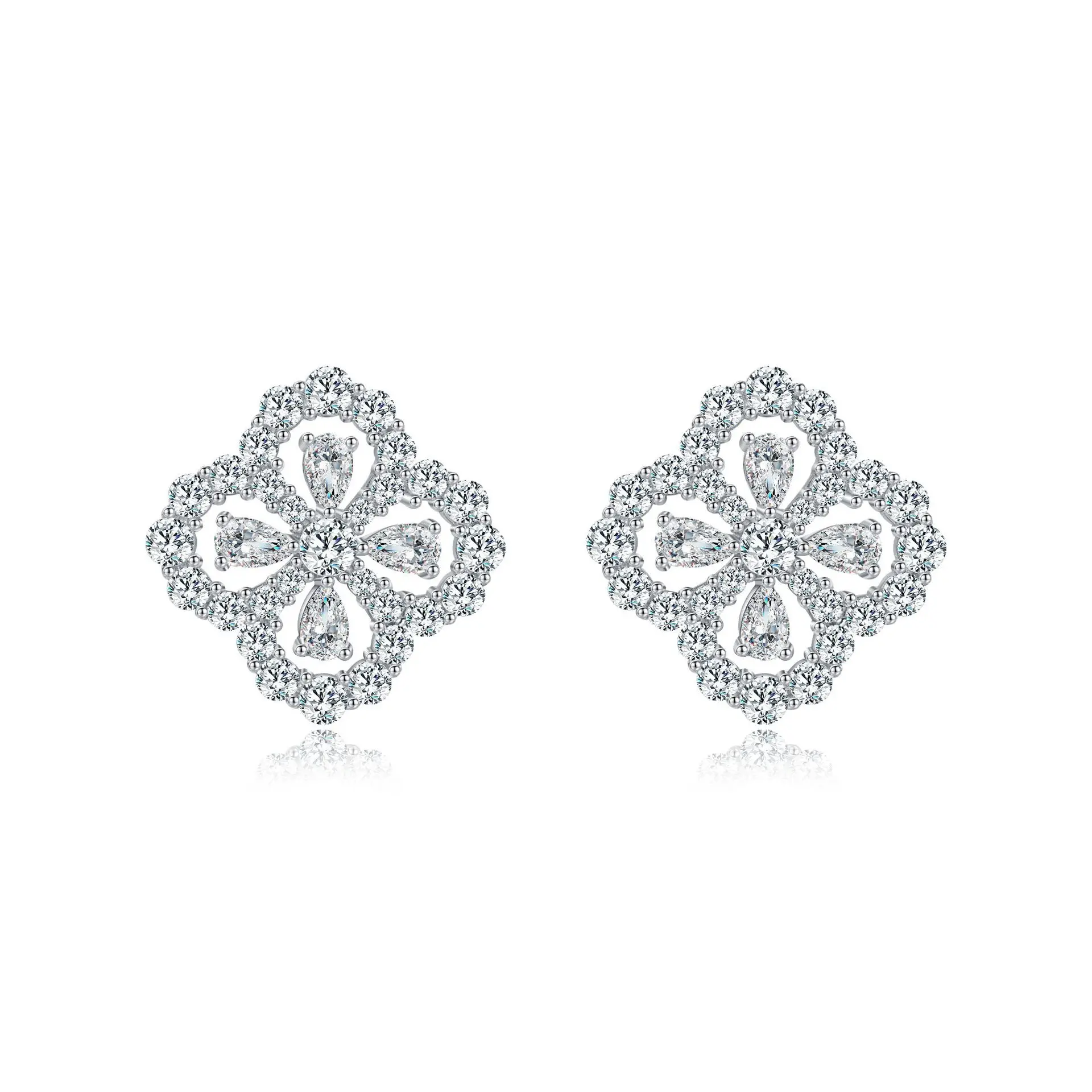 New four-leaf clover 925 sterling silver earrings female simple temperament ins geometric earrings jewelry