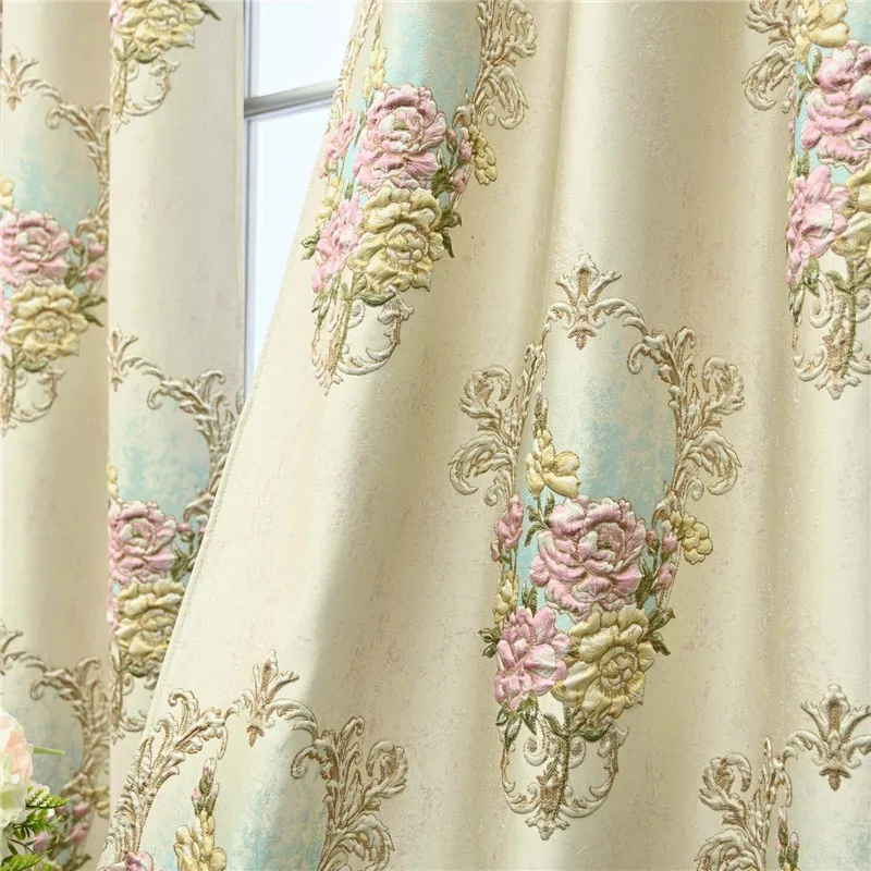 

European Elegant Luxury Embossed Floral Curtains For Living Room Bedroom High Precision Jacquard Window Drapes For Villa Custom