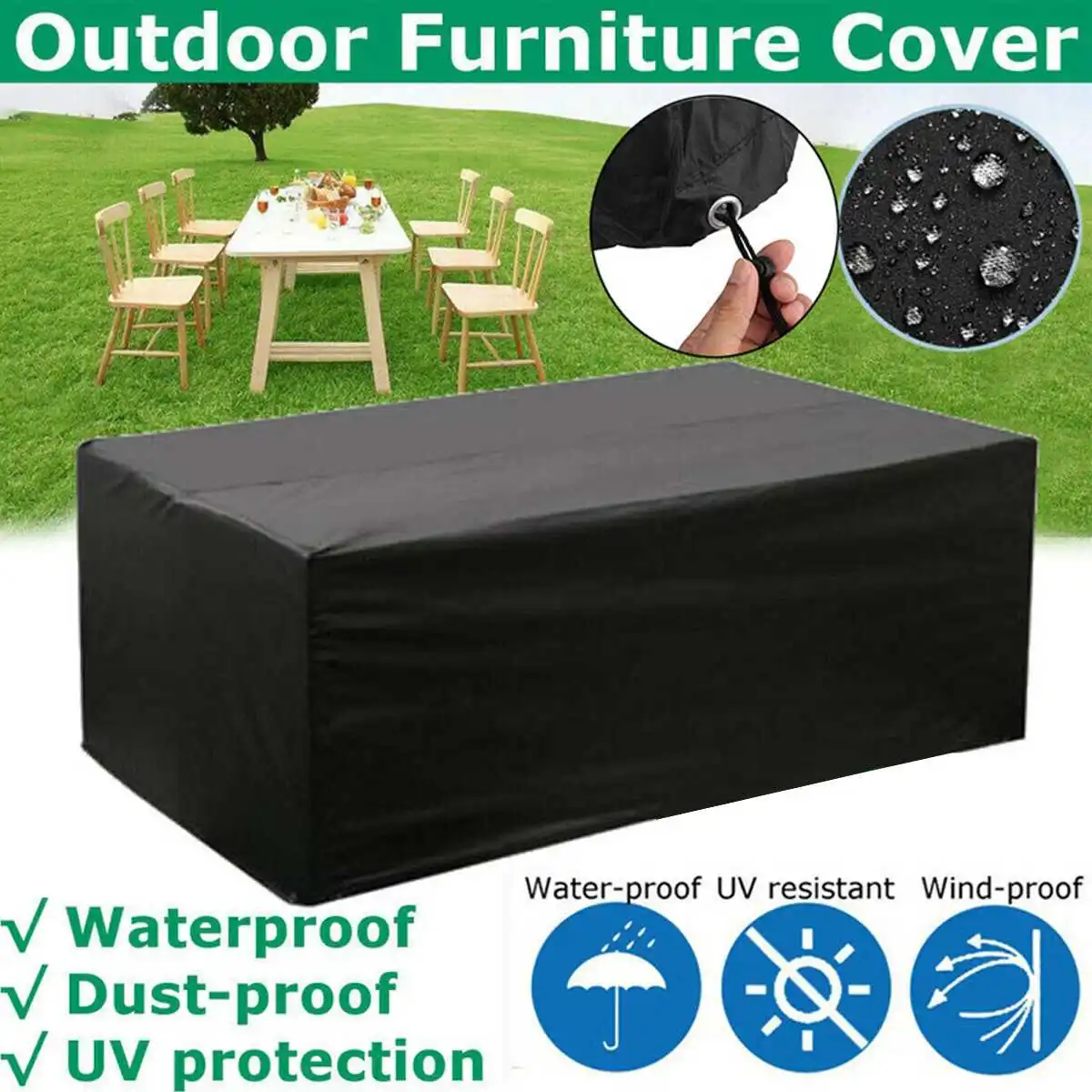 

180 x120x74cm Outdoor Furniture Cover 420D Waterproof Patio Tear-Resistant Durable Windproof Dustproof Outdoor Covers for Garden