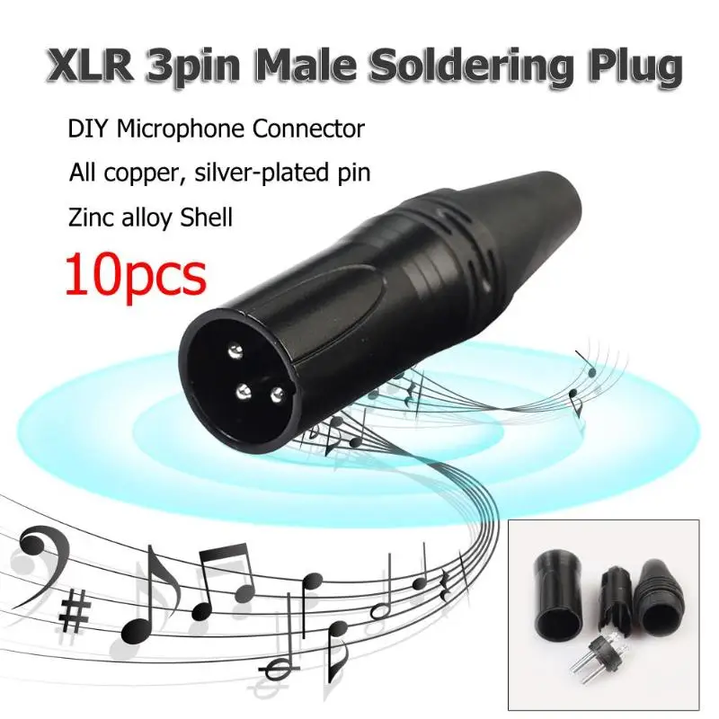 

10Pcs XLR 3Pin Male To Female Audio Microphone Extension Cable Connector Solder Plug Jack Mic Adapter XLR Cable Terminals