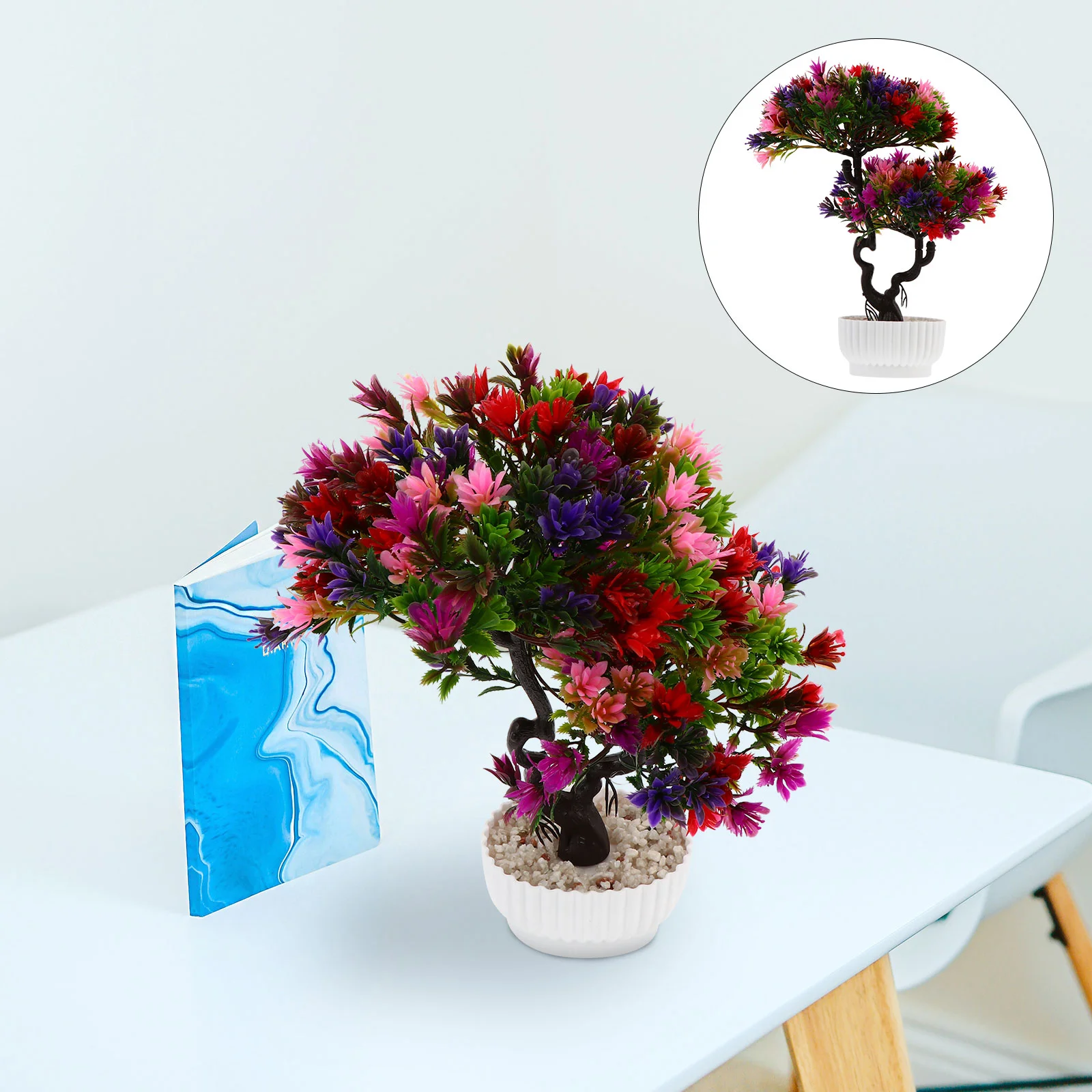 

Welcome Pine Flower Potted Red Table Decor Simulation Ornament Ornaments Plastic Simulated Bonsai