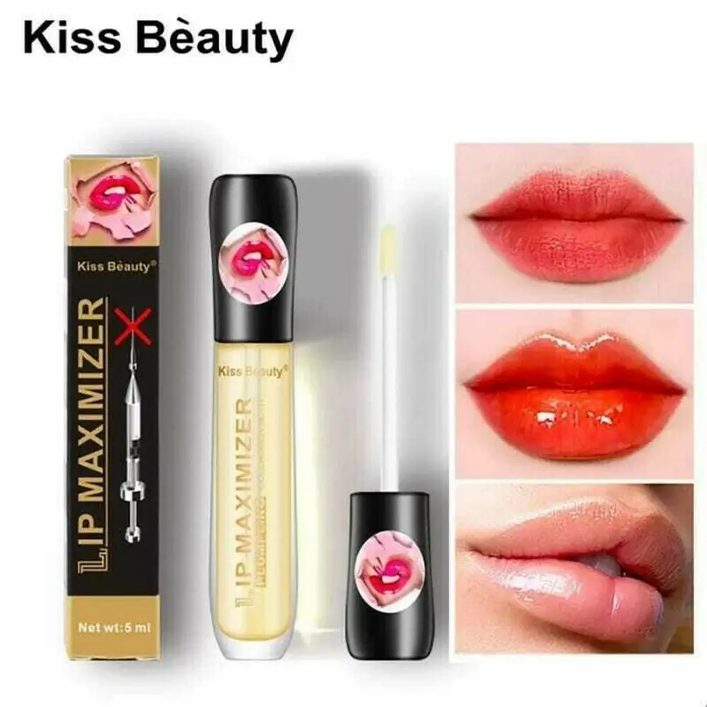 

Women Fashion Lip Gloss Waterproof Lips Plump Maximizer Liquid Lipstick Bigger Clear Lip Oil