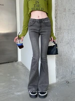 womens slim flare jeans spring summer casual skinny trumpet jeans lady chic streetwear long flare denim pants