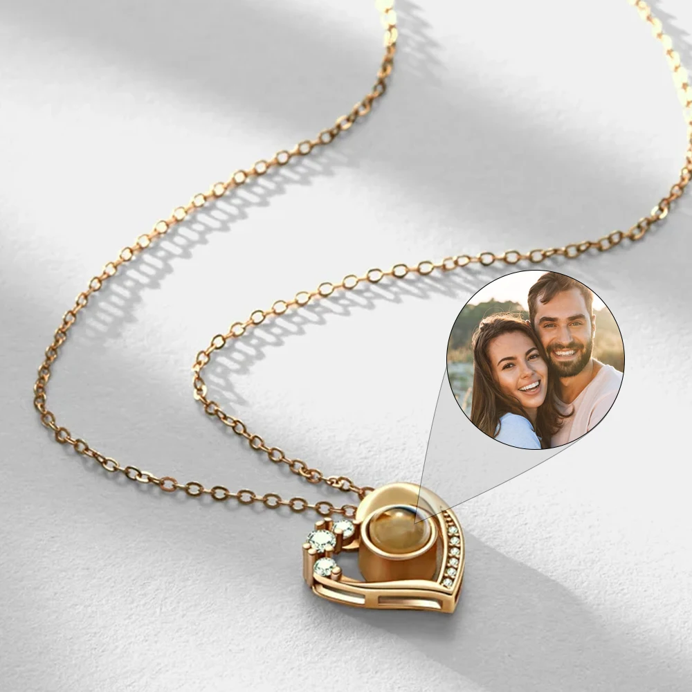 Custom Projection Necklace Personalized Picture Heart Pendant  Memorial Photo Bridesmaid Jewelry Trendy Best Valentine's Gift