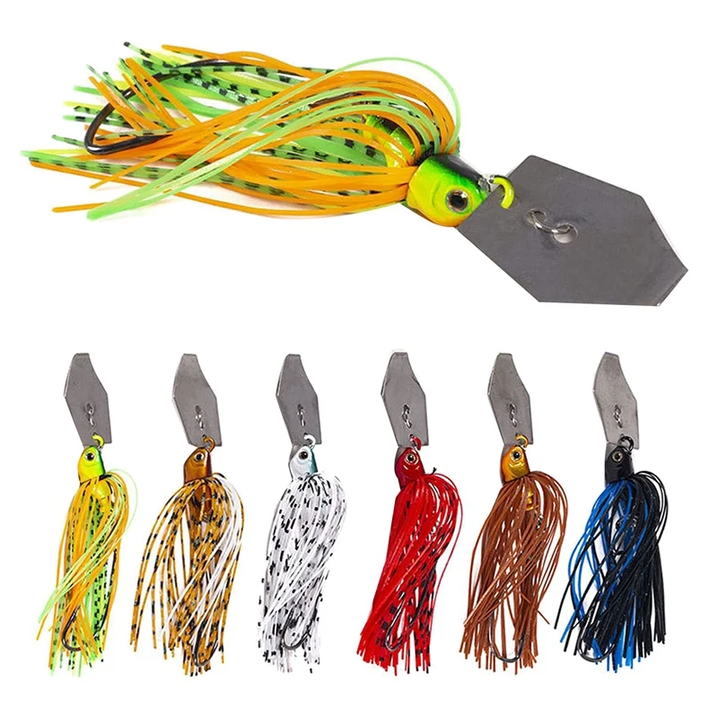 

6 Pieces Fishing Lures,Baits Spinner Swim Flipping Bladed Jigs ,Chatter Fish Bait For Salmon Pike Trout Swing Trailers