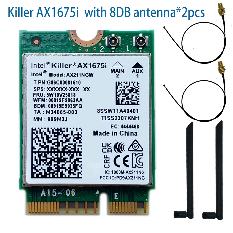 Killer AX1675i Wi-Fi 6E M.2 Key E CNVio 2 Tri Band 2.4G/5G/6Ghz Беспроводная сетевая карта AX211 для Bluetooth 5.2