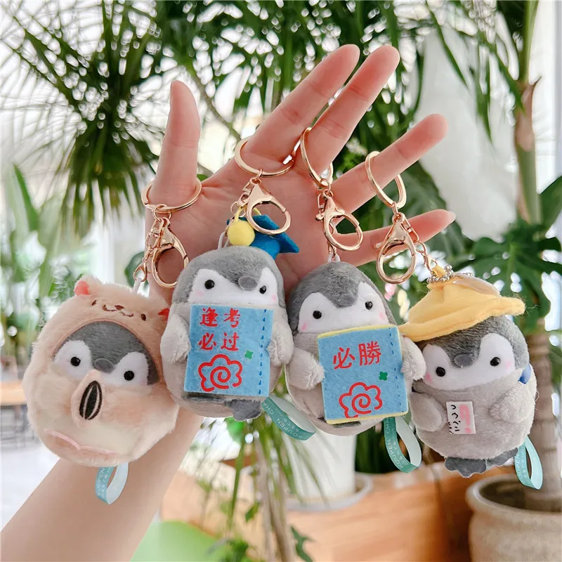

Cute Penguin Keychainplush Doll Schoolbag Backpack Pendant Travel Wearing Hat Scarf Toast Doll Ornament Car Accessories New