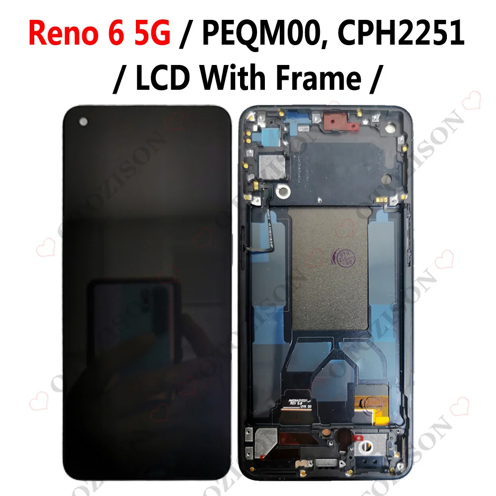 Дисплей для OPPO Reno 6 ЖК-дисплей 5G CPH2251 4G CPH2235 сенсорный экран с рамкой дигитайзер в