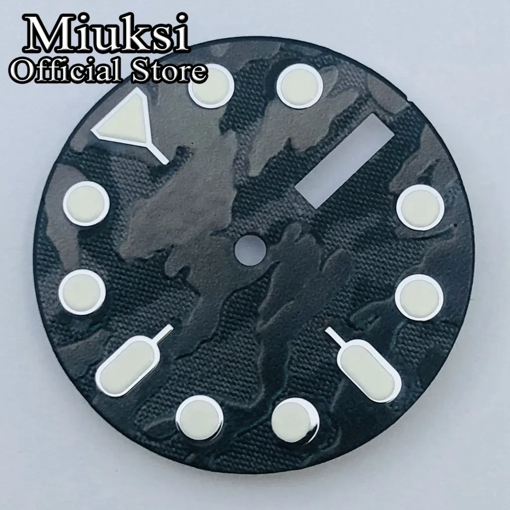 Черный циферблат часов Miuksi 28 5 мм зеленый светящийся подходит для механизма NH36