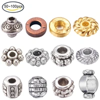 50 pc tibetan style antique silver tone bicone alloy spacer beads metal findings accessories7x6 5mm hole 1mm