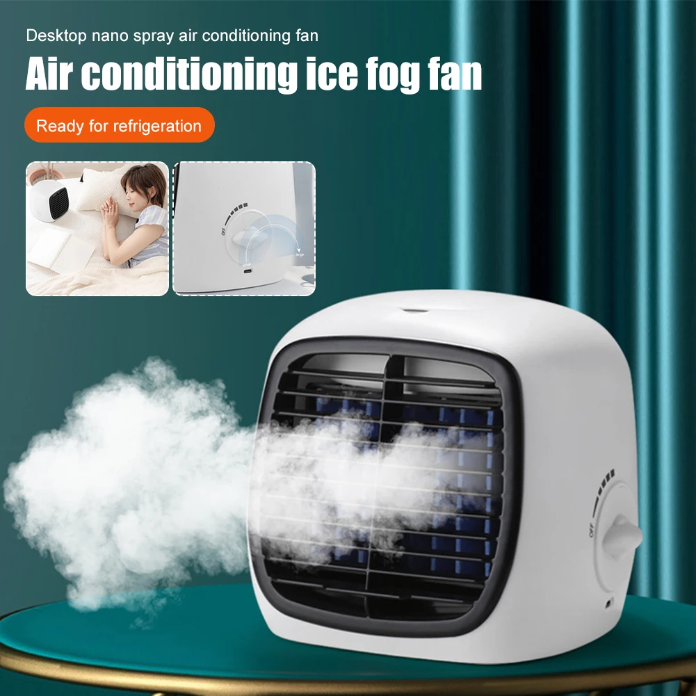 

Mini Air Conditioner Portable Air Cooler Fan Adjustable USB Personal Space Cooler Fan Air Cooling Fan Rechargeable Fan Desk Home
