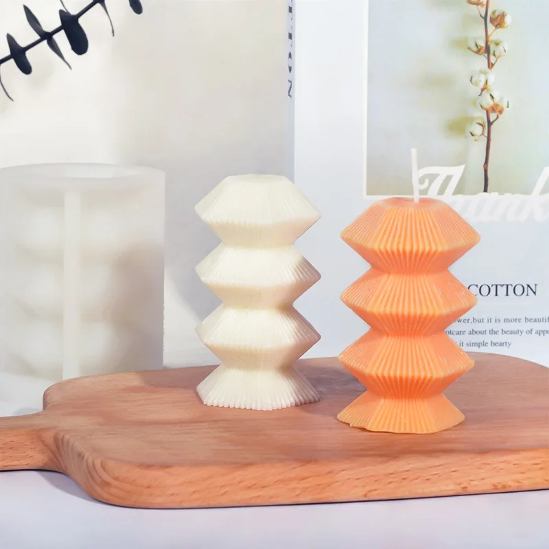 

Mushroom Tower Aromatherapy Candle Silicone Mold Homemade Stripe Pillar Gypsum Desktop Ornament Epoxy Resin Wax Mould Geometry