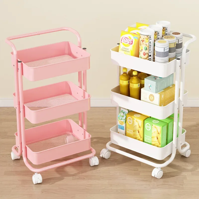 

Aoliviya Sh New Trolley Rack Kitchen Floor Bathroom Mobile Multi-Layer Bathroom Baby Bedroom Snack Storage Storage Rack