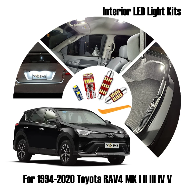 

Car LED Interior Light Kits for Toyota RAV4 MK I II III IV V 1 2 3 4 5 1994-2020 2021 Canbus Auto Reading Dome Map Trunk Lamp