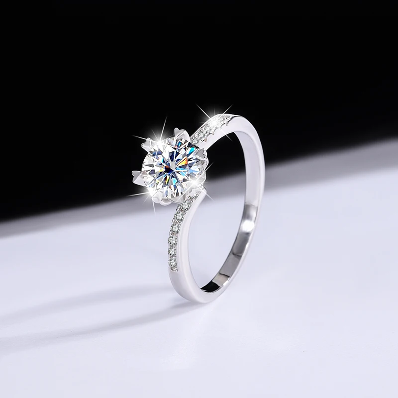 S925 Sterling Silver Ring Twist Arm Snowflake moissanite Ring High end Fashion Women's Ring rings